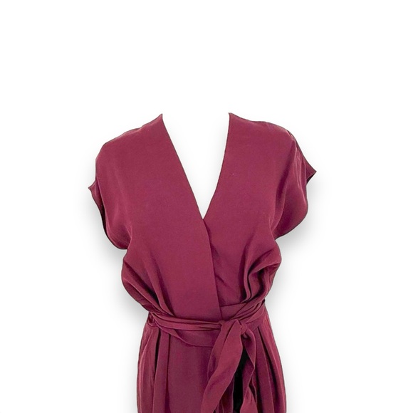 Reiss Burgundy Wrap Midi Dress Size 4 Classic Professional Designer - Picture 4 of 8